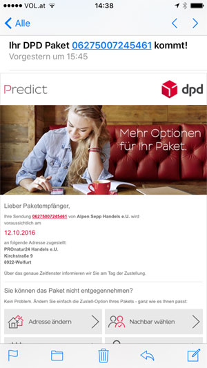 Versand mit DPD Predict