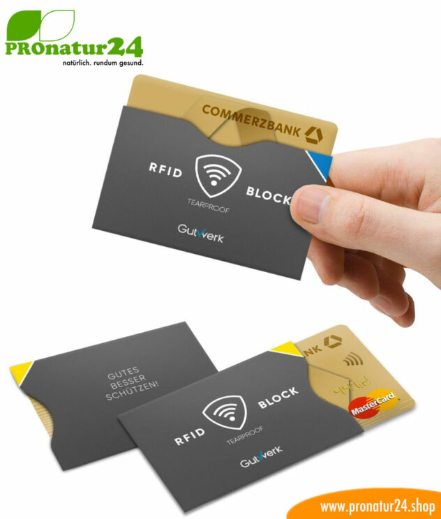 RFID NFC protective covers / data protection for credit cards, identity cards, EC cards, bank cards, and passports