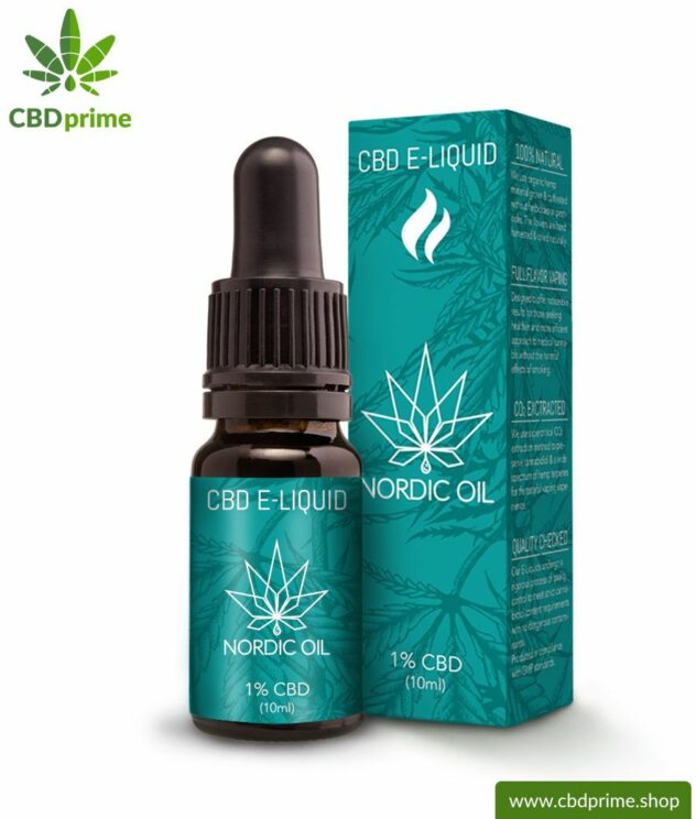 CBD E-LIQUID of cannabis plant with 1 % and 100 mg CBD, respectively. Without THC. For e-cigarettes and electric pipes. Suitable for nonsmokers!