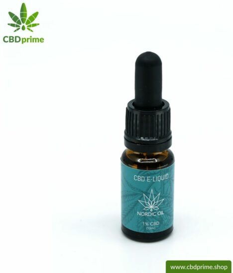 CBD E-LIQUID of cannabis plant with 1 % and 100 mg CBD, respectively. Without THC. For e-cigarettes and electric pipes. Suitable for nonsmokers!