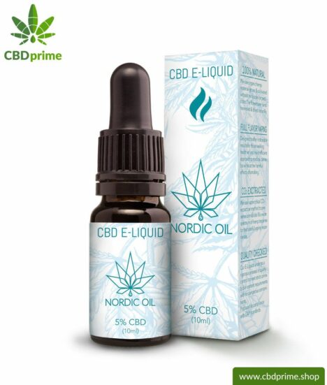 CBD E-LIQUID of cannabis plant with 5 % and 100 mg CBD, respectively. Without THC. For e-cigarettes and electric pipes. Suitable for nonsmokers!
