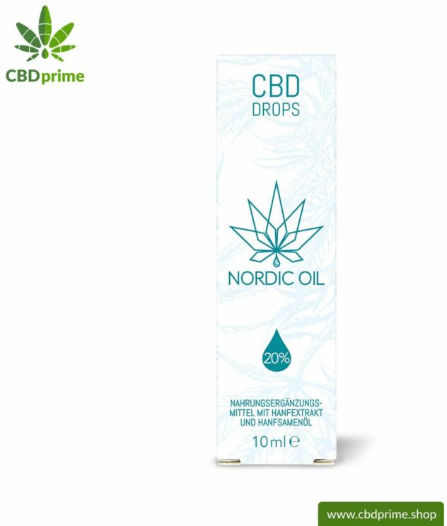 CBD OIL DROPS (former CBD hemp oil) from cannabis plant with 20% CBD content. Without THC. Organic and vegan produced by Nordic Oil.