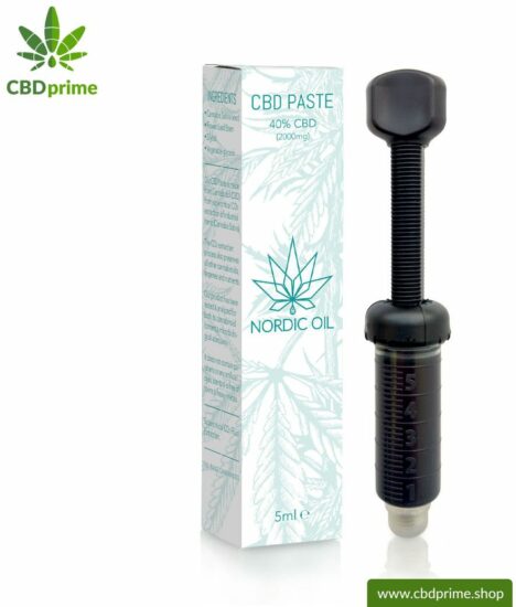 CBD PASTE cannabis plant with 40% CBD share. Without THC. Organic and vegan produced by Nordic Oil.