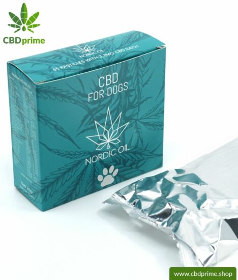 CBD TREATS for DOGS and PUPPIES. Feed supplement in the form of tablets for dogs. 176 mg CBD in 55 lozenges. Without THC.