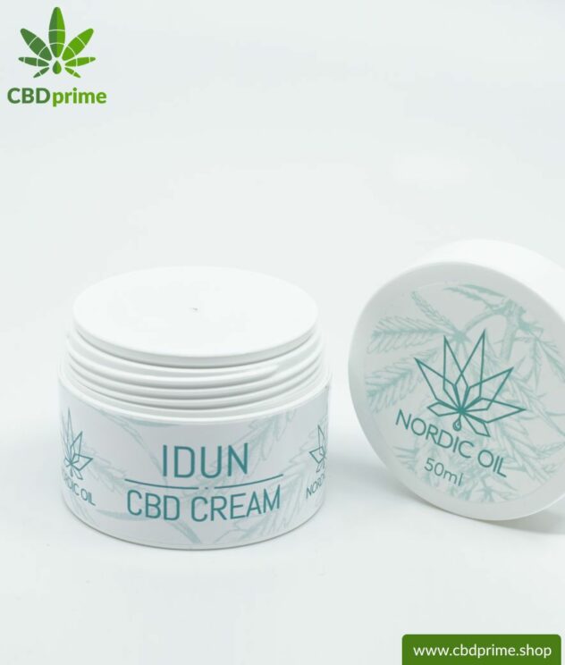 IDUN CBD moisturizer. Skin cream for optimal hydration with the power of cannabis plant. Without THC. Vegan.