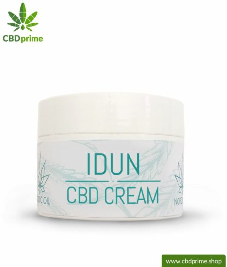 IDUN CBD moisturizer. Skin cream for optimal hydration with the power of cannabis plant. Without THC. Vegan.