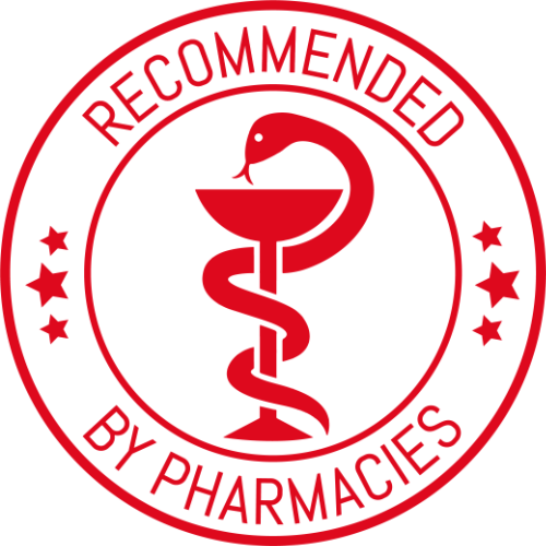 Recommended by pharmacies sign
